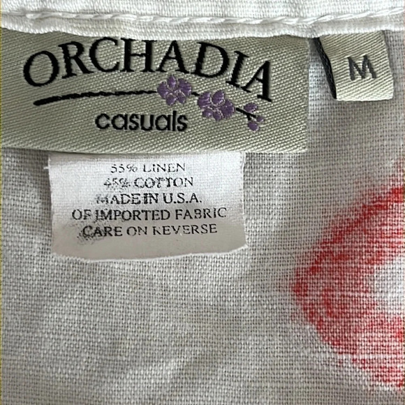 Orchadia Casuals Linen/Cotton Flower Print Blouse - Size Medium - Picture 4 of 6